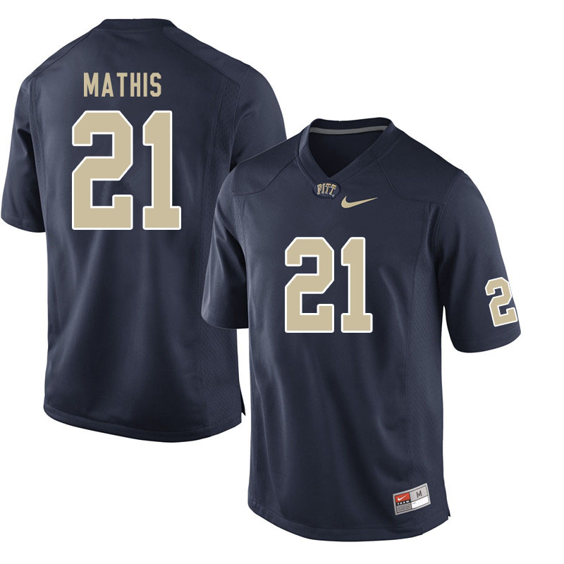 Men #21 Damarri Mathis Pitt Panthers College Football Jerseys Sale-Navy